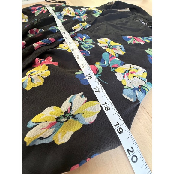 Lauren Ralph Lauren Black Floral Tiered Ruffle Georgette Dress NWT Size 18 - Picture 9 of 11